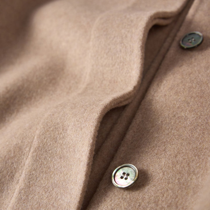 100% Wool Minimalist Coat for Women – Elegant Stand Collar Mid-Length Winter Coat SCT009