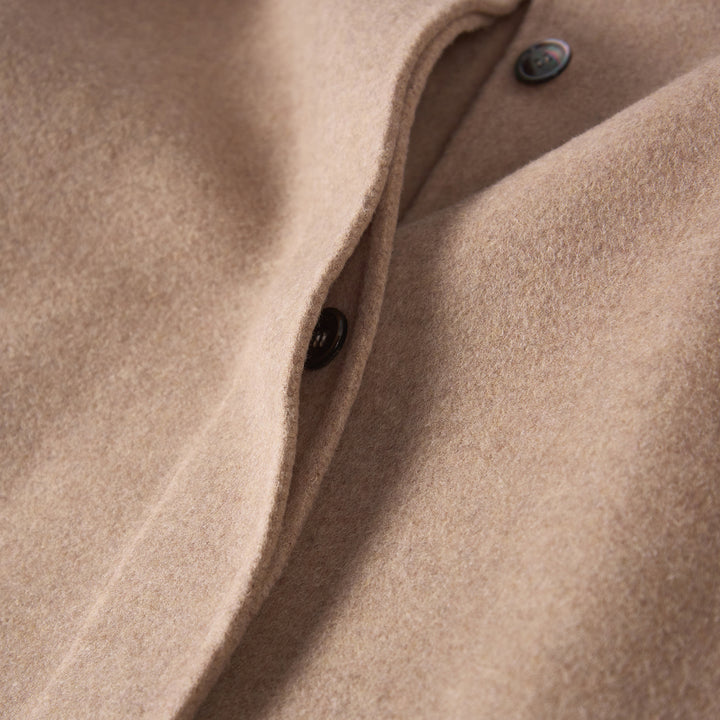 100% Wool Minimalist Coat for Women – Elegant Stand Collar Mid-Length Winter Coat SCT009