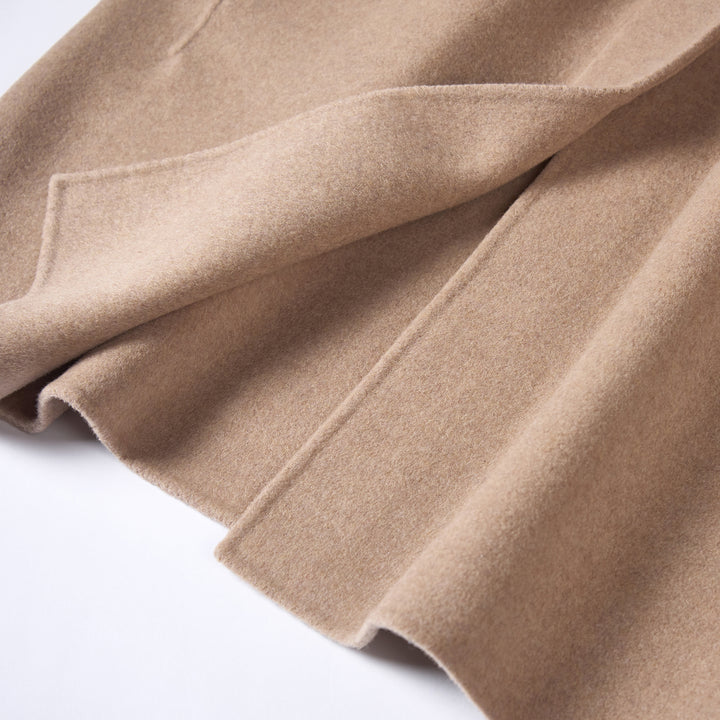 100% Wool Minimalist Coat for Women – Elegant Stand Collar Mid-Length Winter Coat SCT009