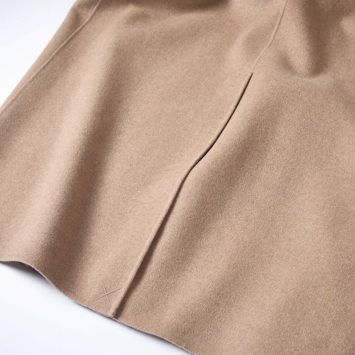 100% Wool Wrap Coat for Women – Elegant Long Belted Camel Overcoat SCT010