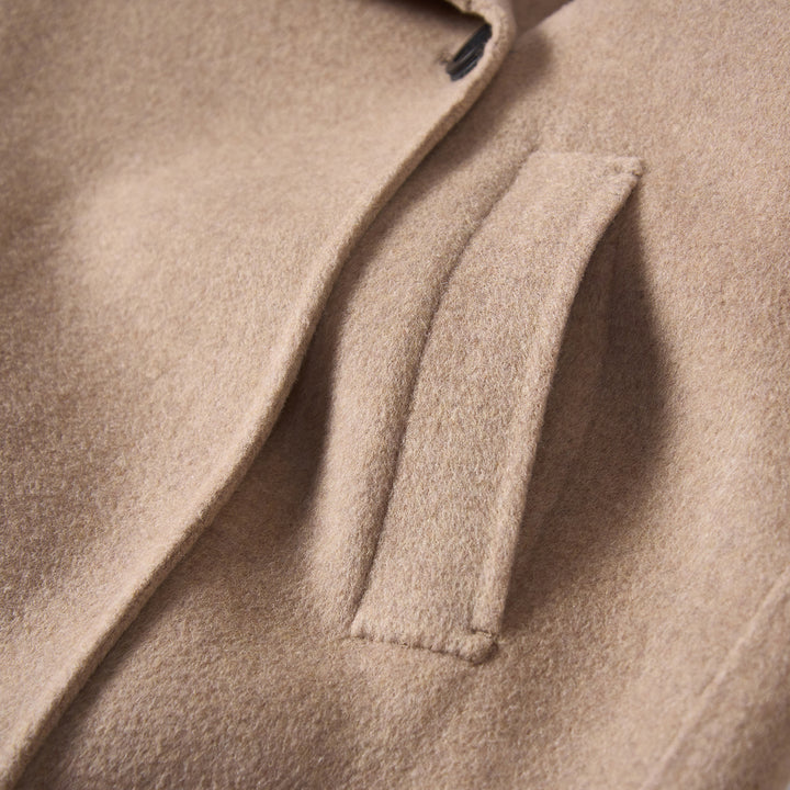 100% Wool Wrap Coat for Women – Elegant Long Belted Camel Overcoat SCT010