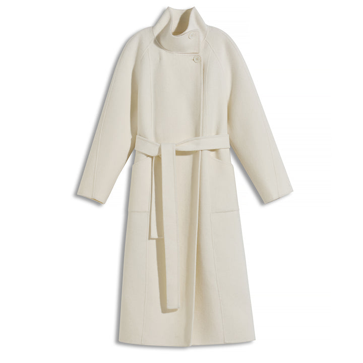 Luxury 10% Cashmere Wool Blend Belted Long Coat for Women SCT601