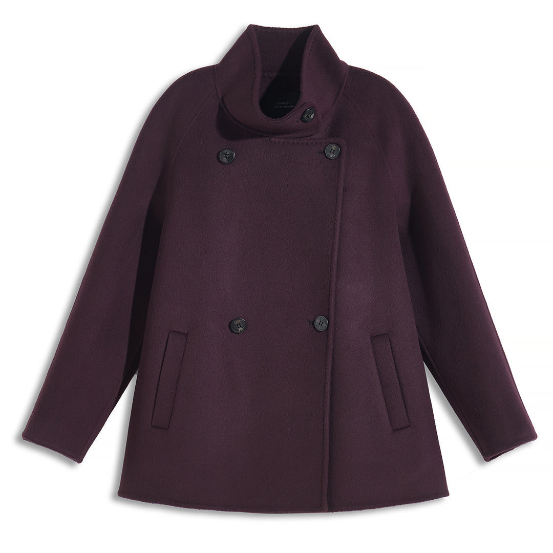 Sumirel Premium Cashmere Wool Funnel Neck Peacoat for Women SCT609