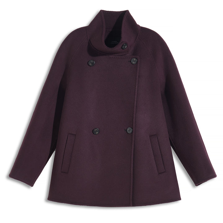 Sumirel Premium Cashmere Wool Funnel Neck Peacoat for Women SCT609