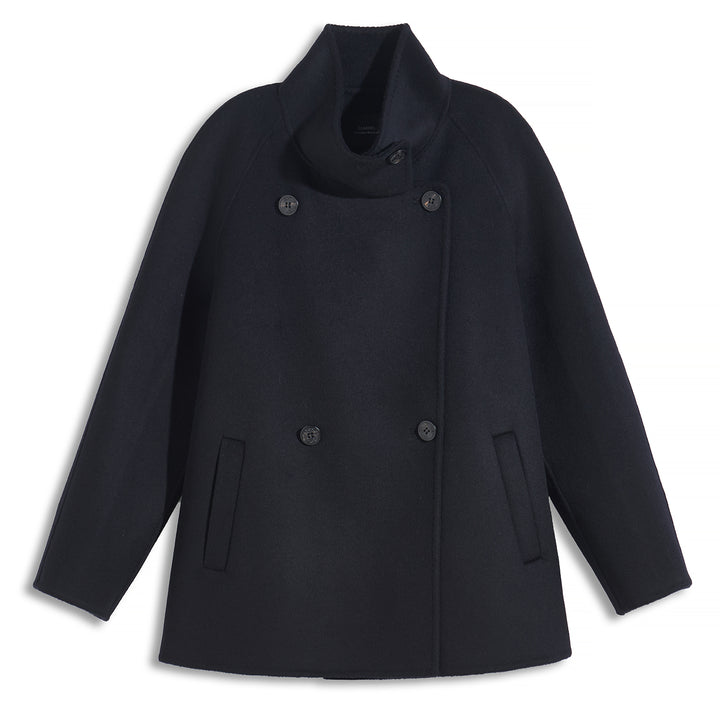 Sumirel Premium Cashmere Wool Funnel Neck Peacoat for Women SCT609