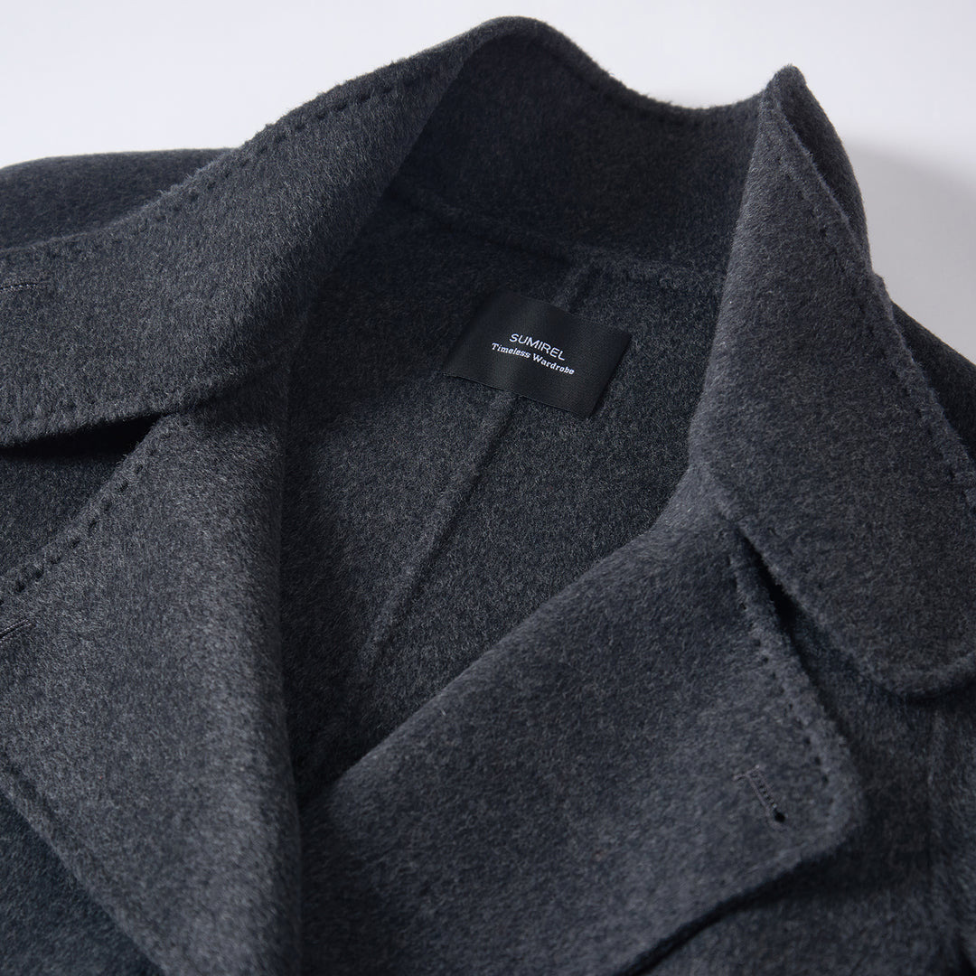 Sumirel Premium Cashmere Wool Funnel Neck Peacoat for Women SCT609