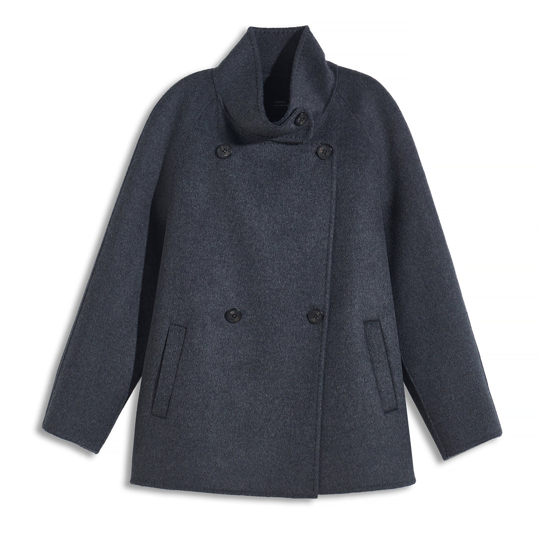 Sumirel Premium Cashmere Wool Funnel Neck Peacoat for Women SCT609