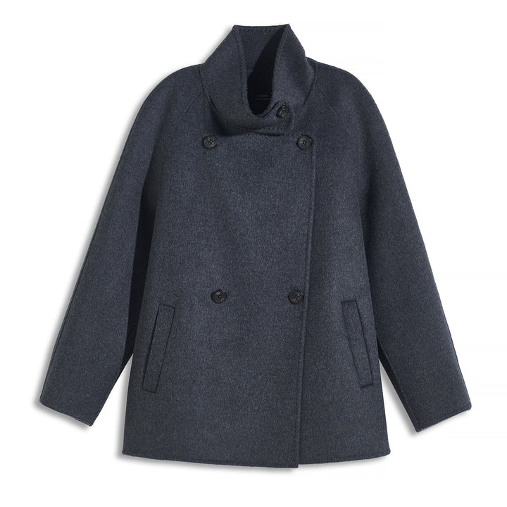 Sumirel Premium Cashmere Wool Funnel Neck Peacoat for Women SCT609