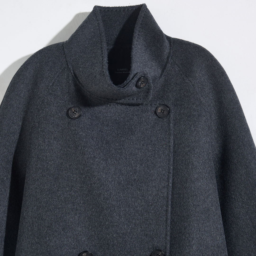 Sumirel Premium Cashmere Wool Funnel Neck Peacoat for Women SCT609