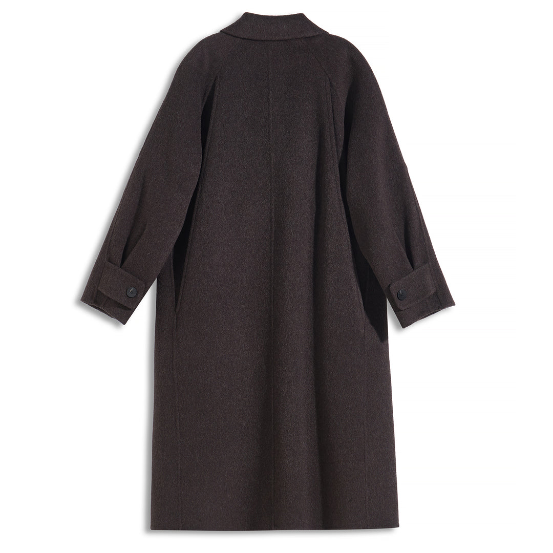 Sumirel Luxury Double-Breasted Cashmere Wool Long Coat SCT607