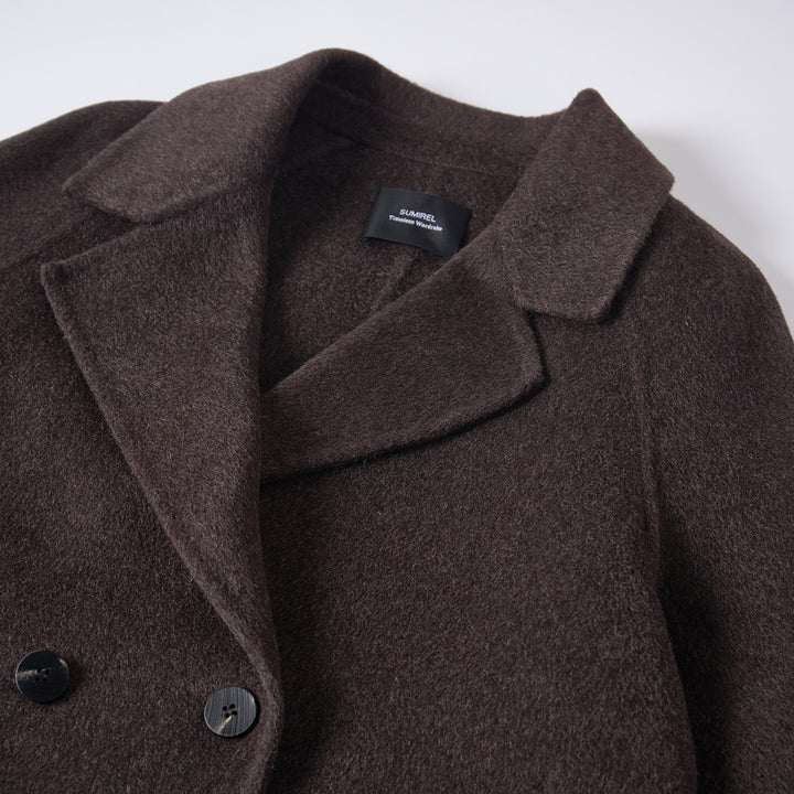 Sumirel Luxury Double-Breasted Cashmere Wool Long Coat SCT607