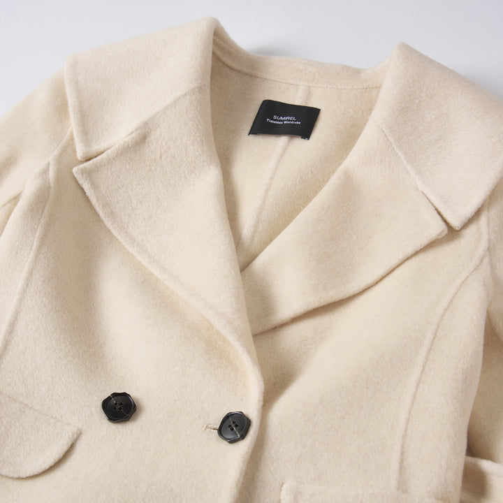 Luxury Wool Blend Hooded Wrap Coat with Belt – Elegant Long Winter Coat SCT606