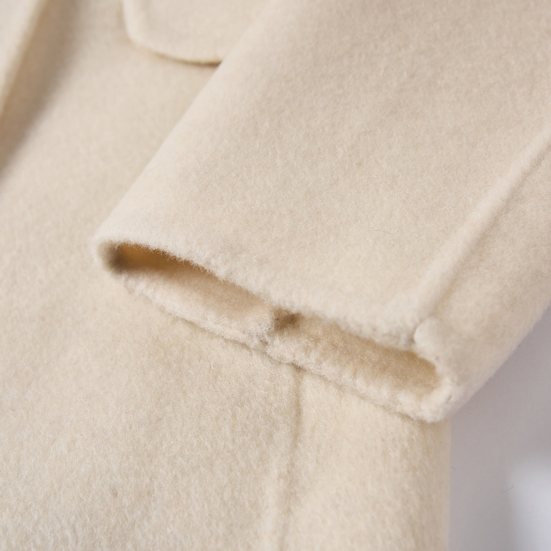 Luxury Wool Blend Hooded Wrap Coat with Belt – Elegant Long Winter Coat SCT606