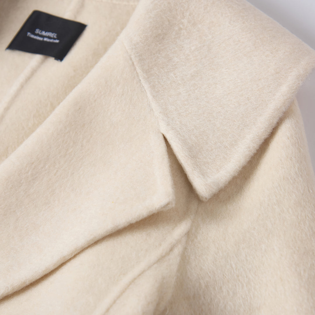 Luxury Wool Blend Hooded Wrap Coat with Belt – Elegant Long Winter Coat SCT606