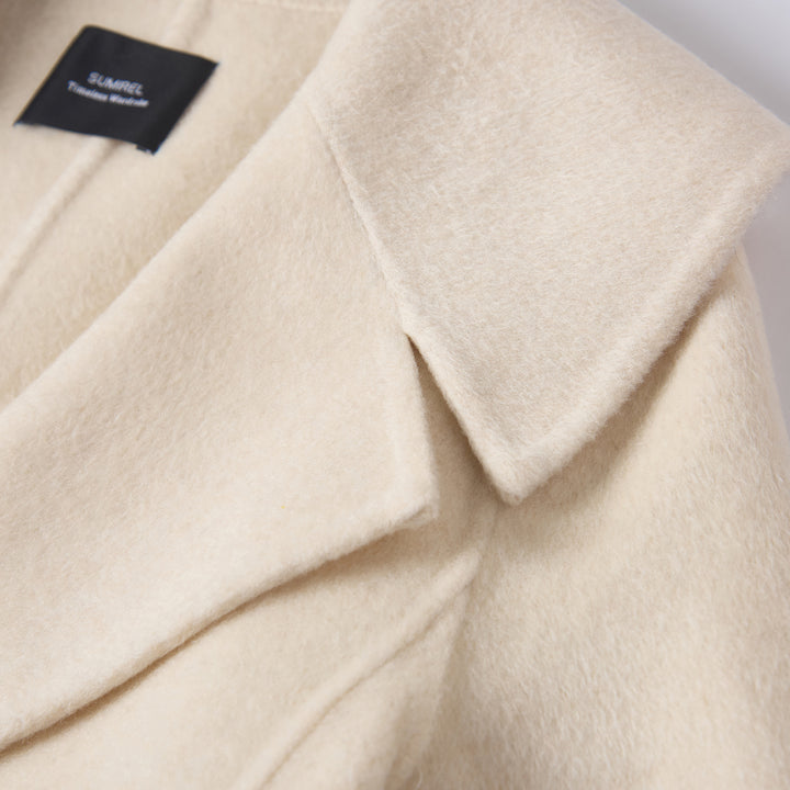 Luxury Wool Blend Hooded Wrap Coat with Belt – Elegant Long Winter Coat SCT606