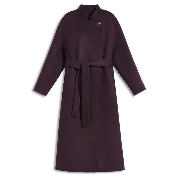 Sumirel Luxury Cashmere Wool Wrap Coat with Adjustable Belt SCT608