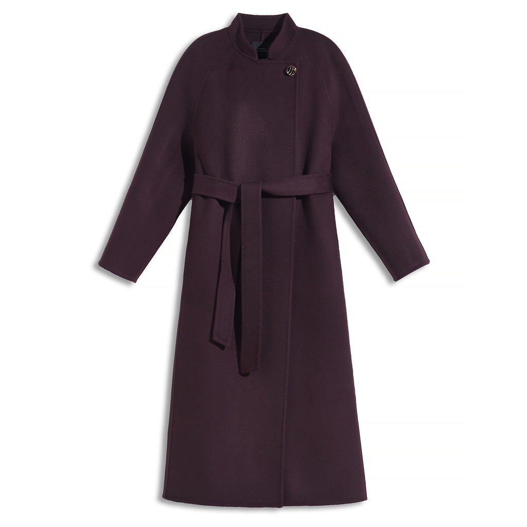 SumirelWool Blend Wrap Coat with Belt, 10% Cashmere SCT608 – SUMIREL
