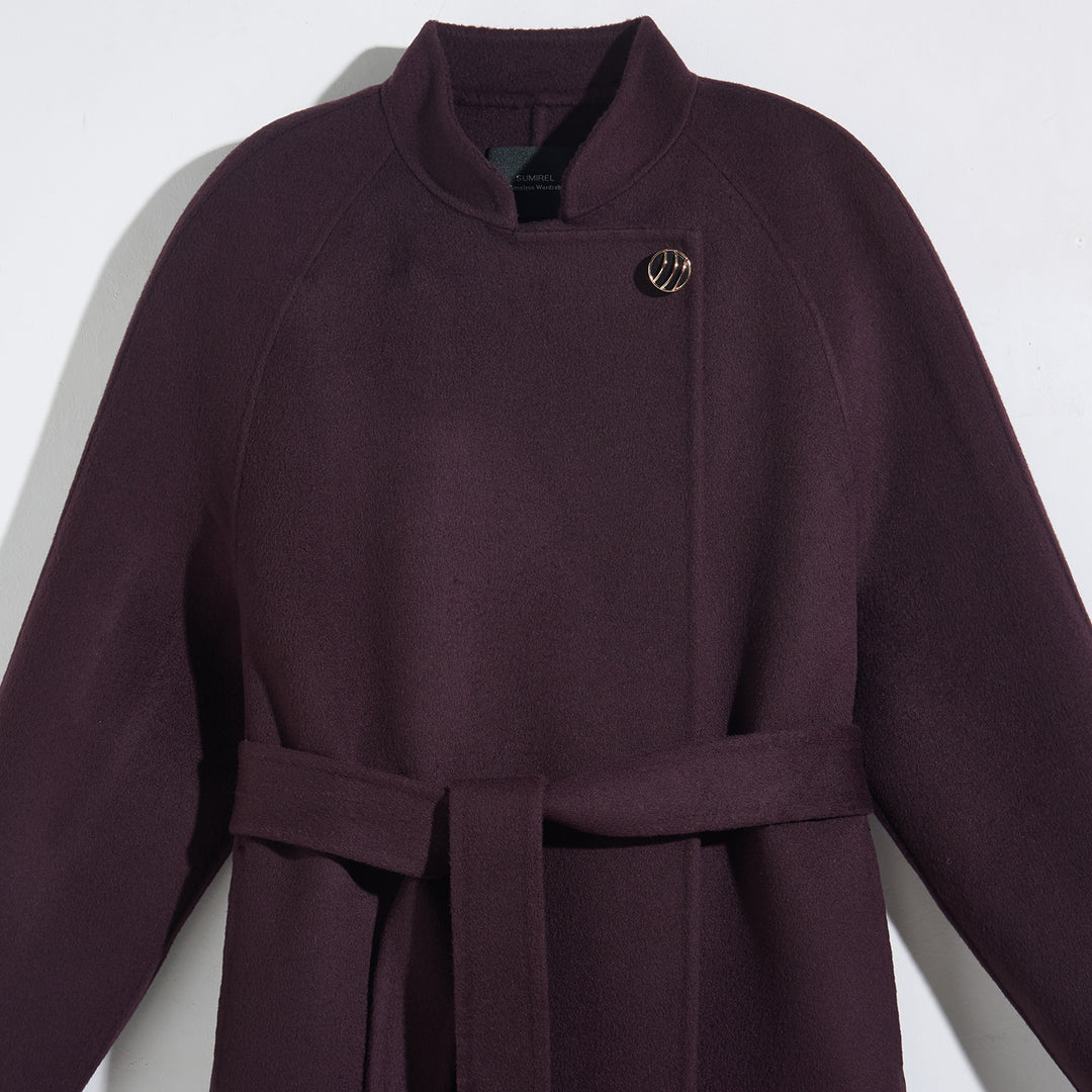 Sumirel Luxury Cashmere Wool Wrap Coat with Adjustable Belt SCT608