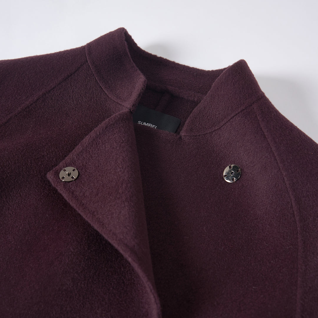 Sumirel Luxury Cashmere Wool Wrap Coat with Adjustable Belt SCT608