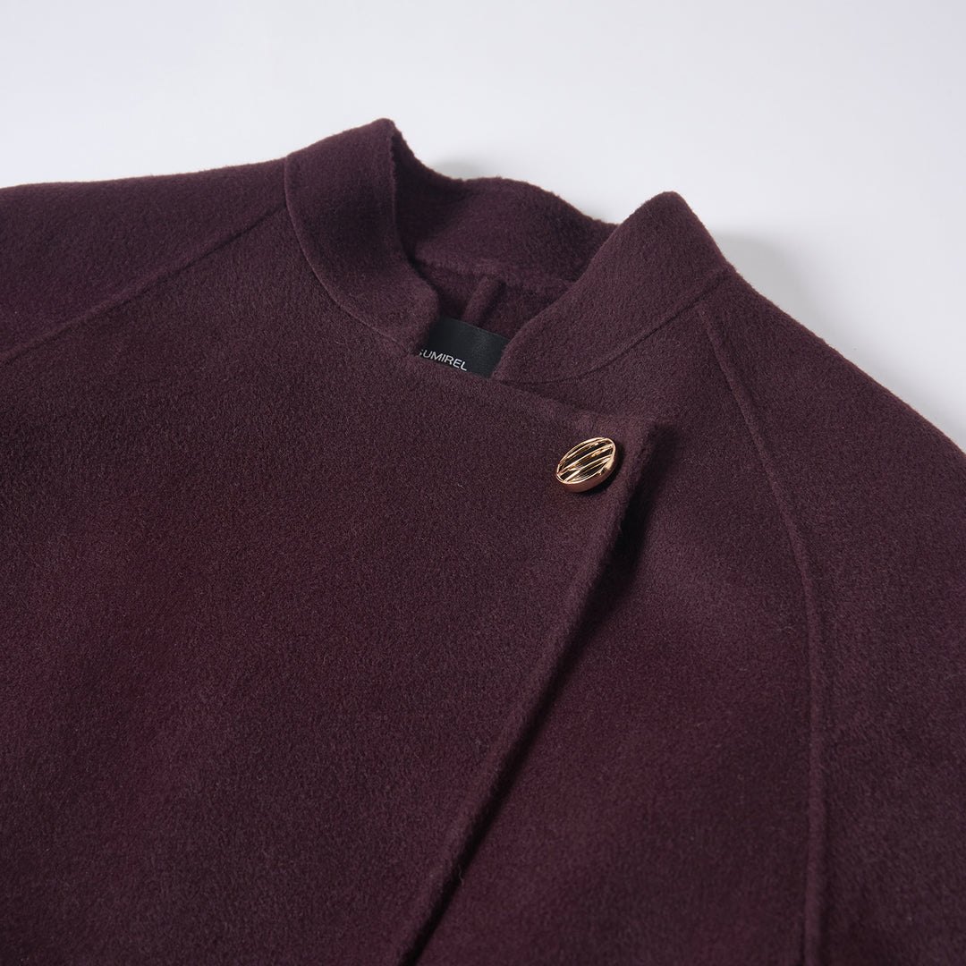 Sumirel Luxury Cashmere Wool Wrap Coat with Adjustable Belt SCT608