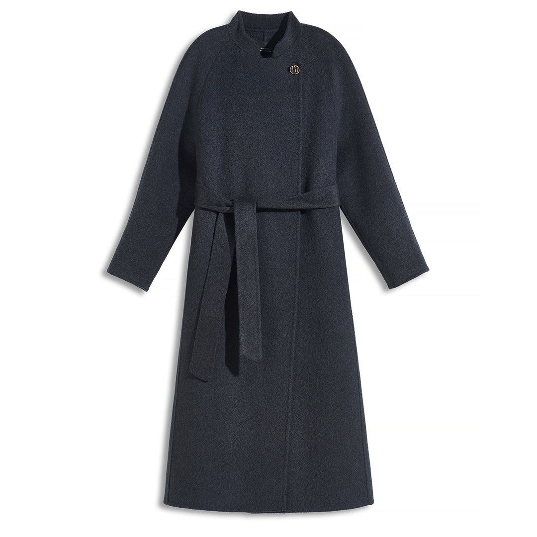 Sumirel Luxury Cashmere Wool Wrap Coat with Adjustable Belt SCT608