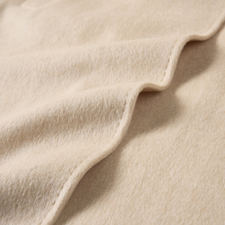 SUMIREL Cream Double-Breasted Long Cashmere Coat SCT901