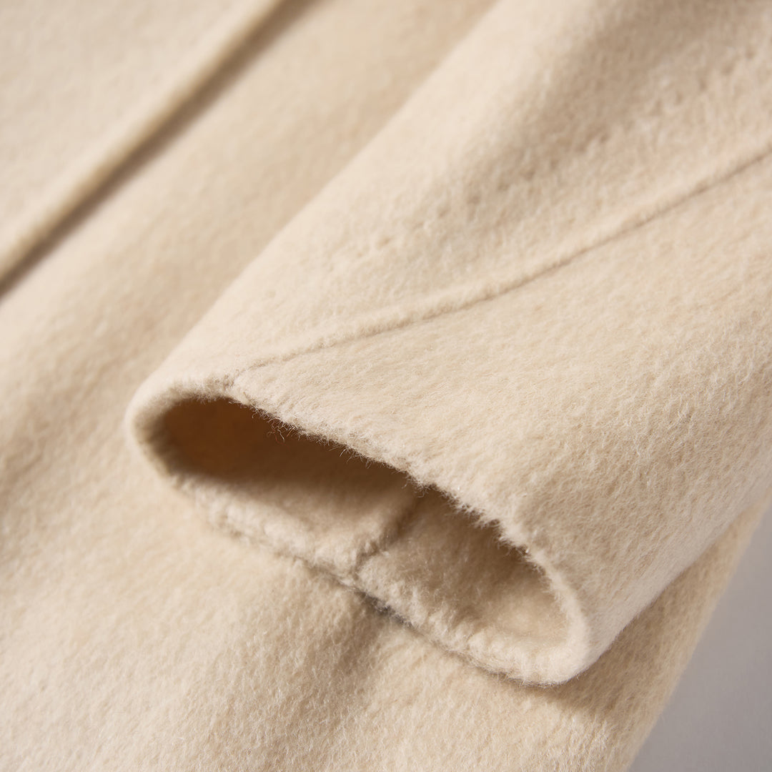 SUMIREL Cream Double-Breasted Long Cashmere Coat SCT901