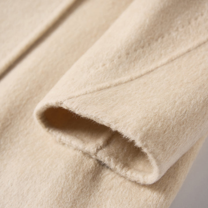 SUMIREL Cream Double-Breasted Long Cashmere Coat SCT901