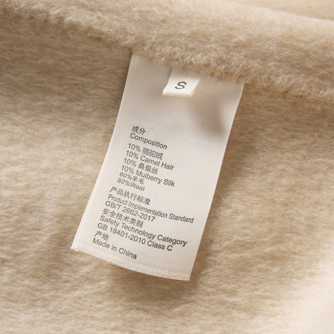 SUMIREL Cream Double-Breasted Long Cashmere Coat SCT901
