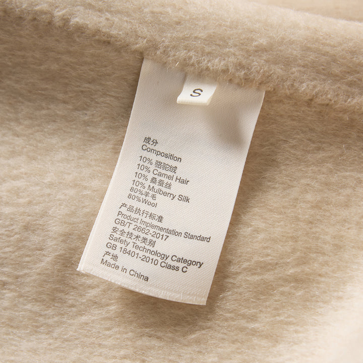 SUMIREL Cream Double-Breasted Long Cashmere Coat SCT901