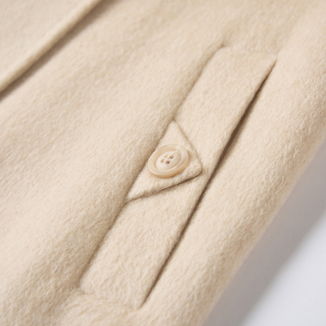 SUMIREL Cream Double-Breasted Long Cashmere Coat SCT901