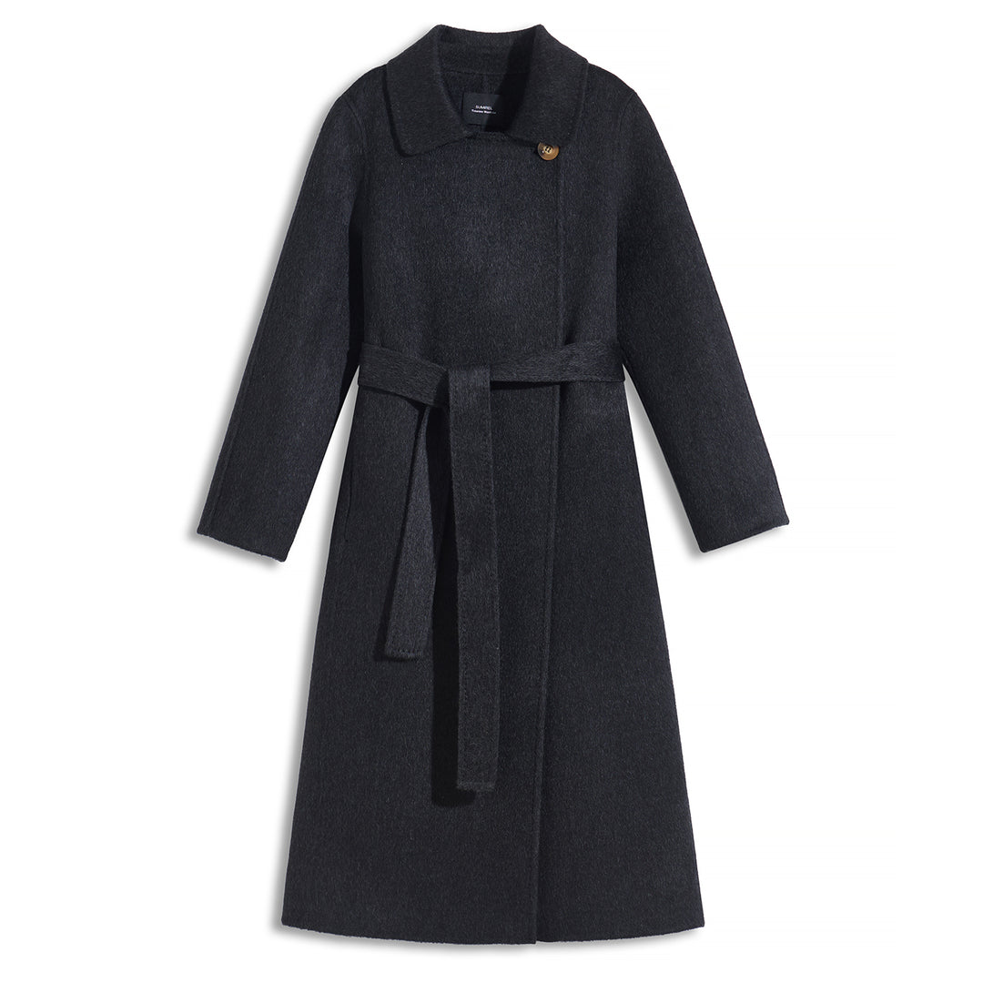 SUMIREL Taupe Belted Long Cashmere Coat SCT902