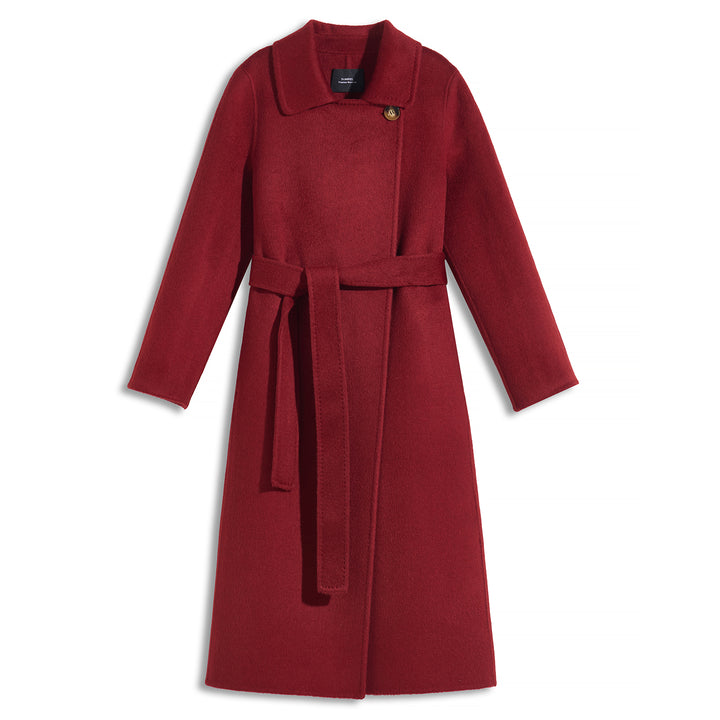SUMIREL Taupe Belted Long Cashmere Coat SCT902