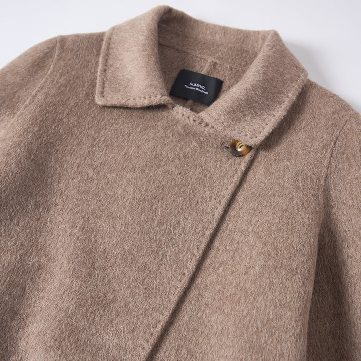 SUMIREL Taupe Belted Long Cashmere Coat SCT902