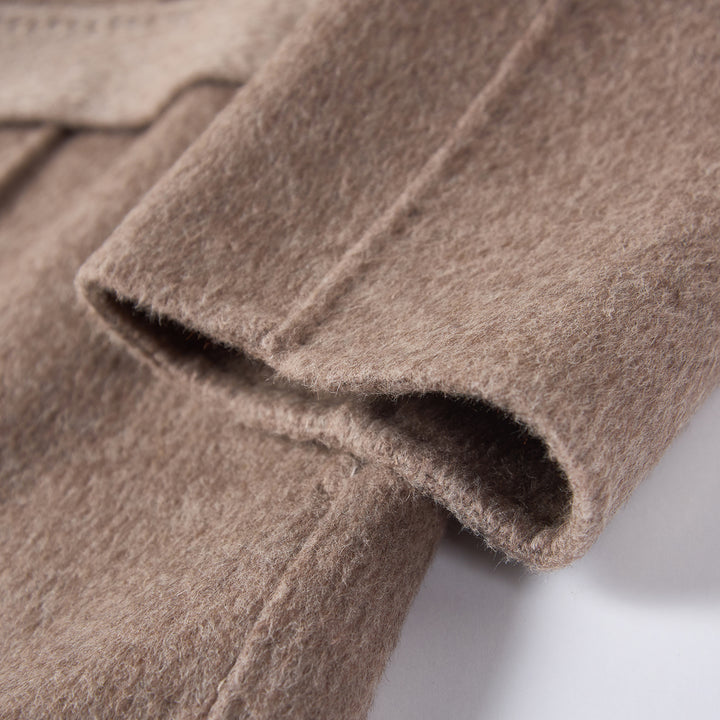 SUMIREL Taupe Belted Long Cashmere Coat SCT902