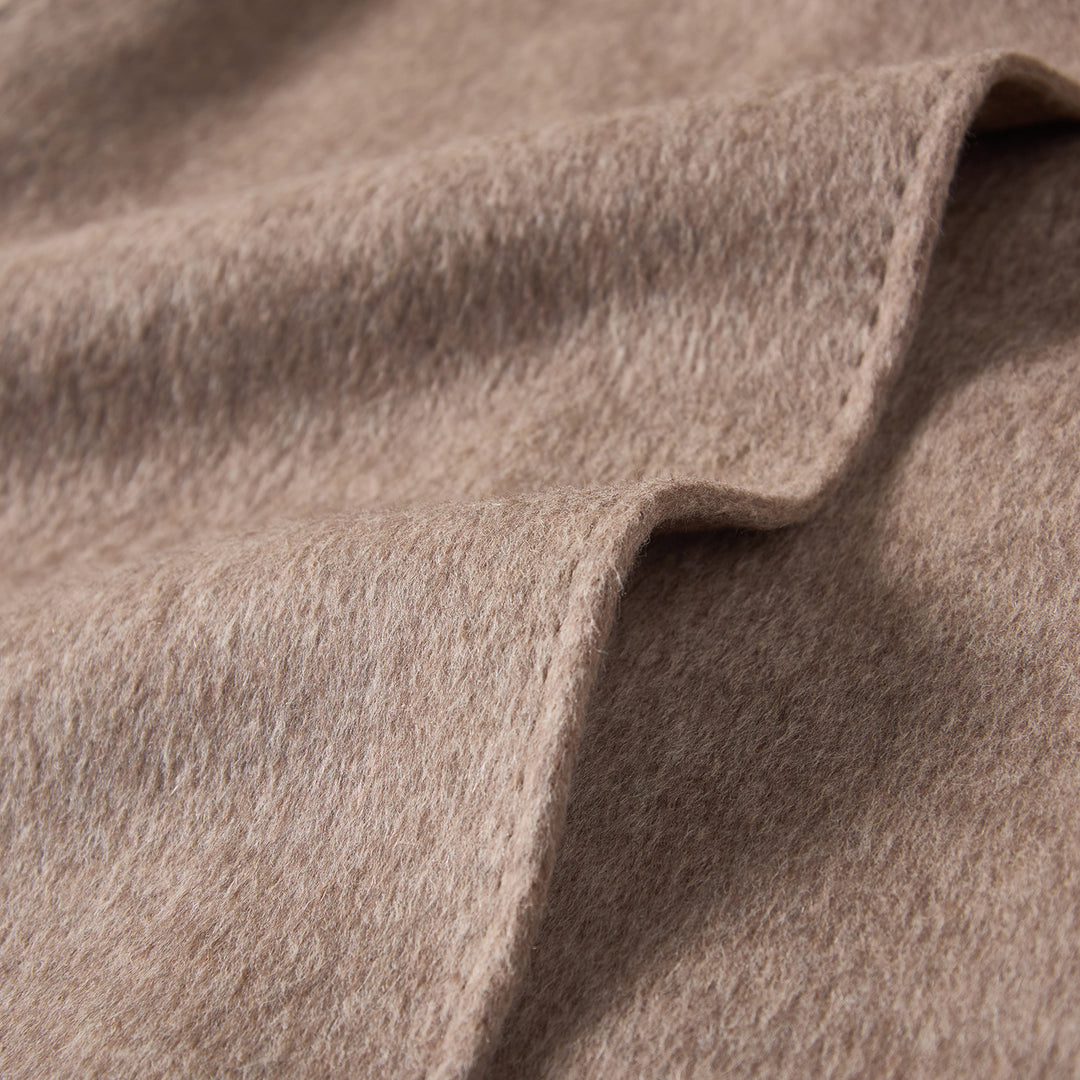 SUMIREL Taupe Belted Long Cashmere Coat SCT902
