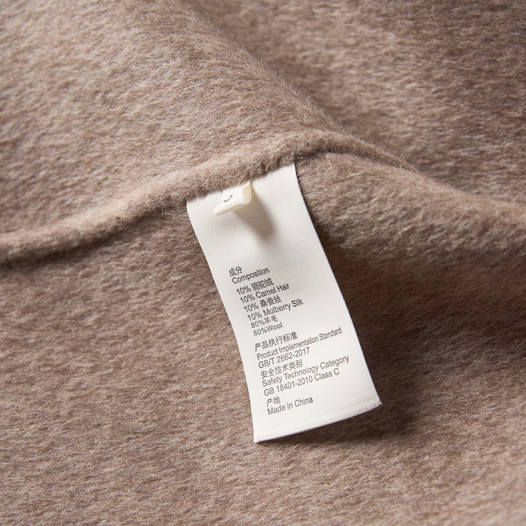 SUMIREL Taupe Belted Long Cashmere Coat SCT902