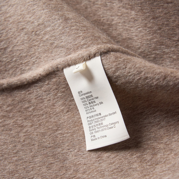 SUMIREL Taupe Belted Long Cashmere Coat SCT902