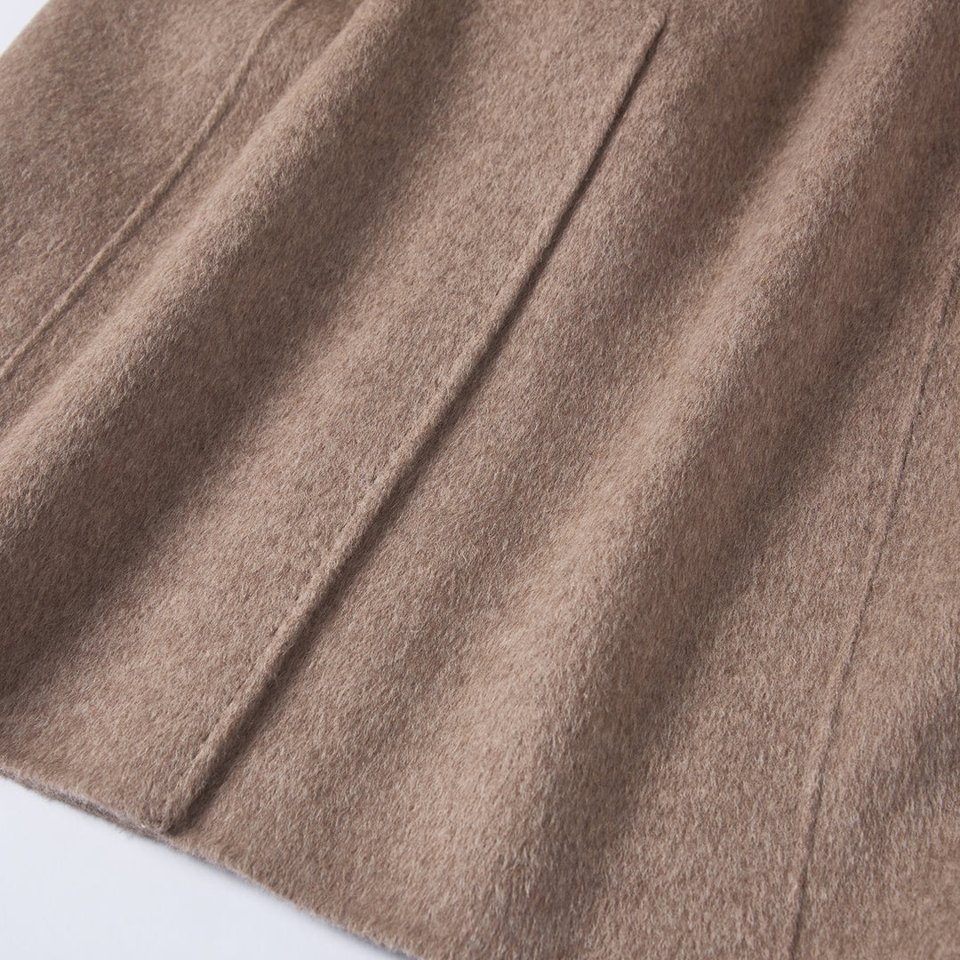 SUMIREL Taupe Belted Long Cashmere Coat SCT902
