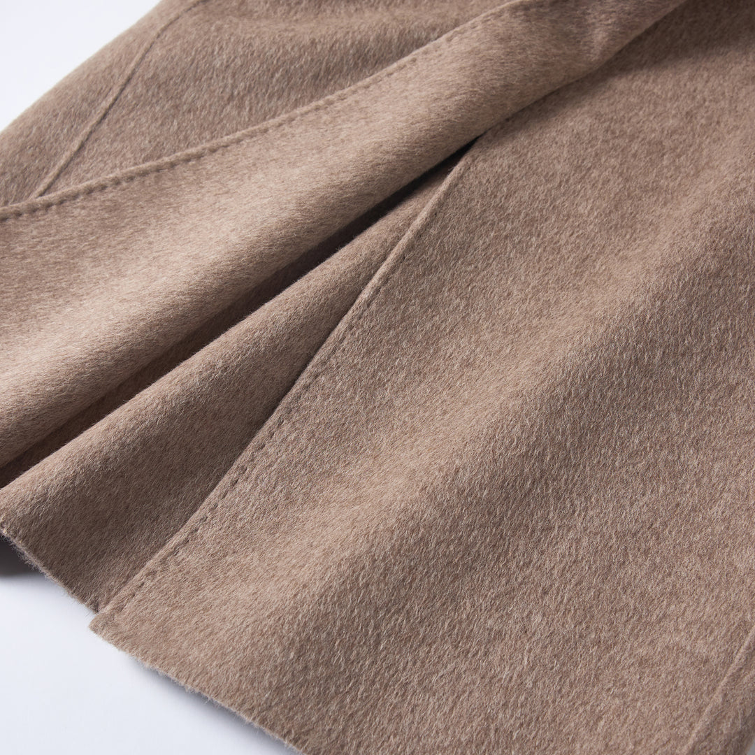 SUMIREL Taupe Belted Long Cashmere Coat SCT902