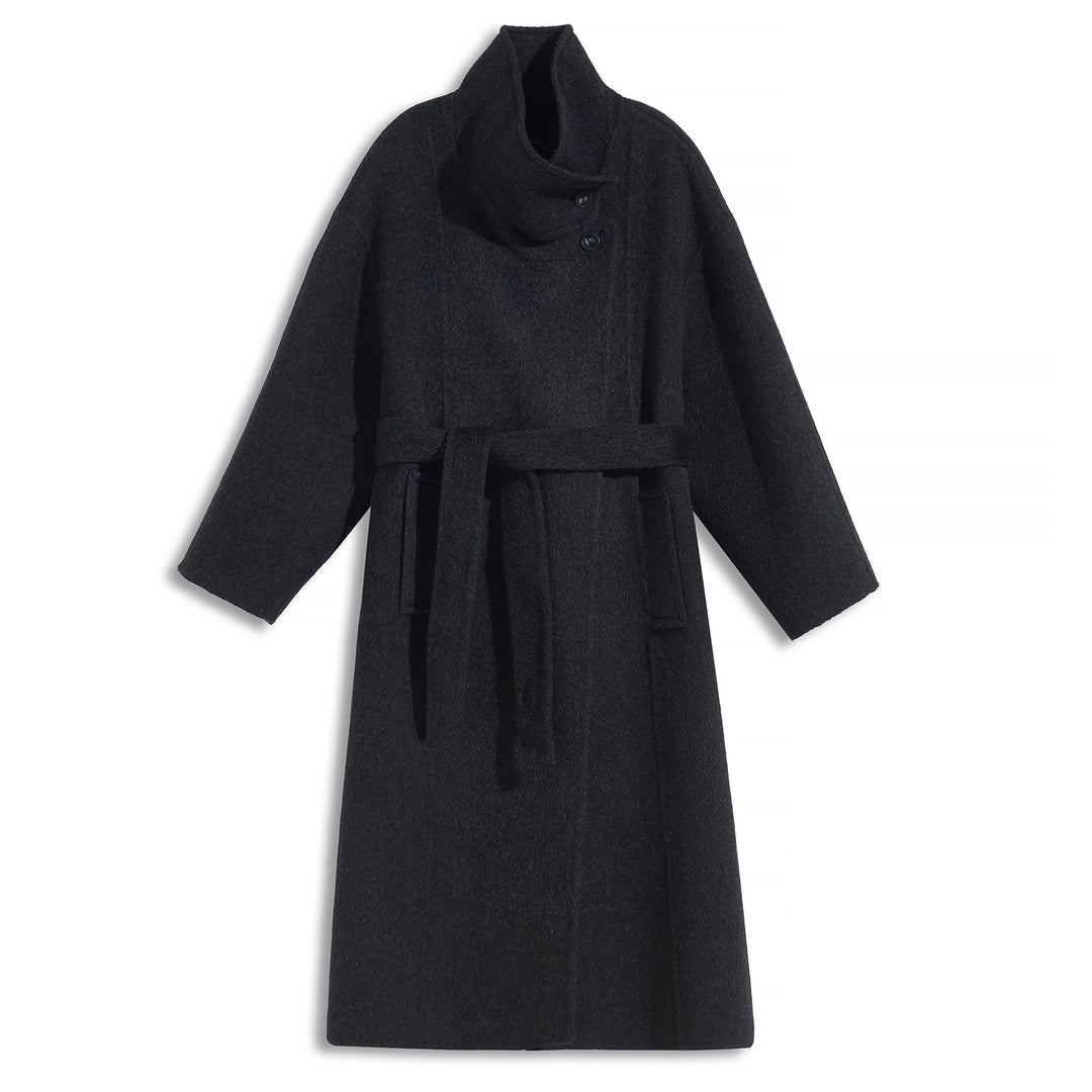 Women's Camel Hair Wool Coat 10% Camel Hair 10% Mulberry Silk Blend Belted Wool Coat SCT904