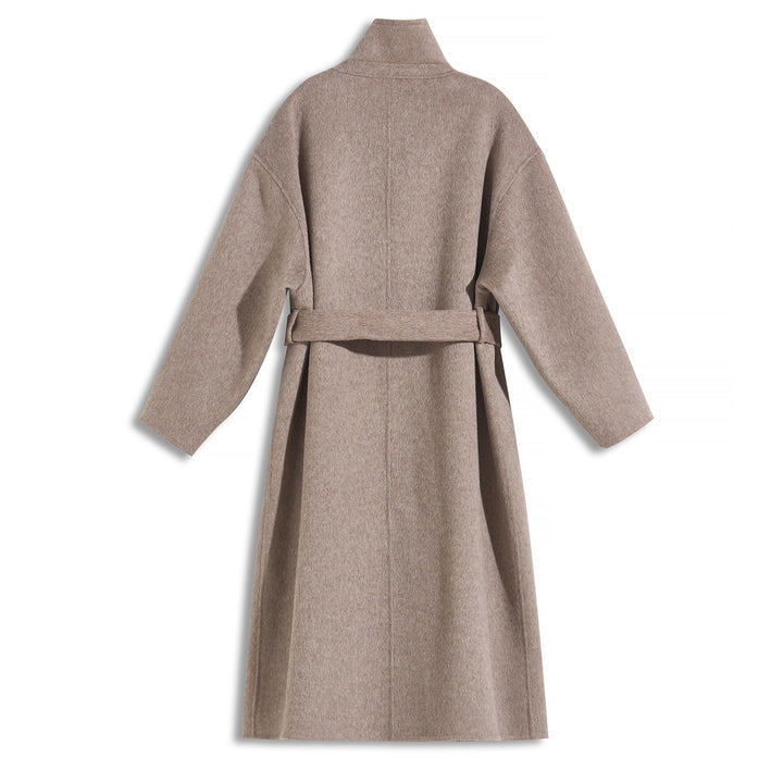 Women's Camel Hair Wool Coat 10% Camel Hair 10% Mulberry Silk Blend Belted Wool Coat SCT904