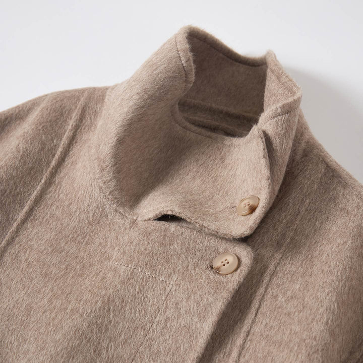 Women's Camel Hair Wool Coat 10% Camel Hair 10% Mulberry Silk Blend Belted Wool Coat SCT904