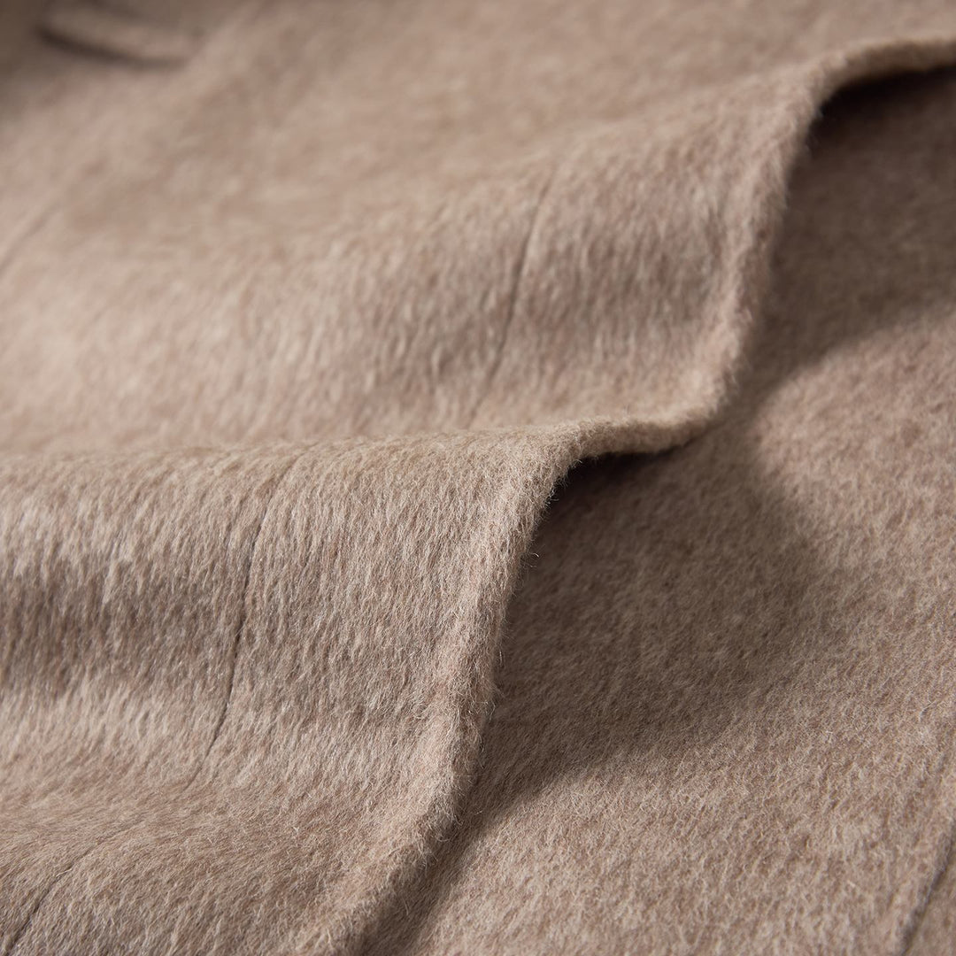 Women's Camel Hair Wool Coat 10% Camel Hair 10% Mulberry Silk Blend Belted Wool Coat SCT904