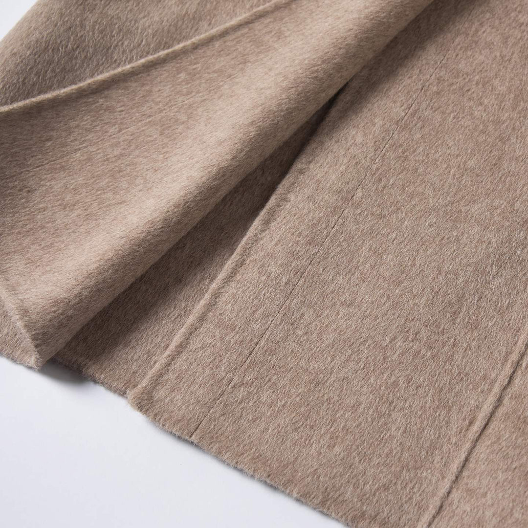 Women's Camel Hair Wool Coat 10% Camel Hair 10% Mulberry Silk Blend Belted Wool Coat SCT904