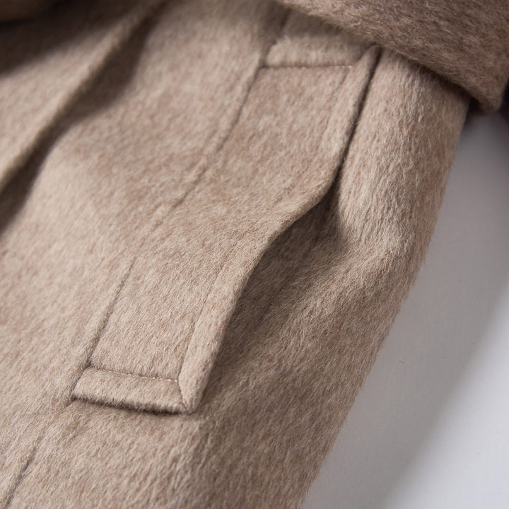 Women's Camel Hair Wool Coat 10% Camel Hair 10% Mulberry Silk Blend Belted Wool Coat SCT904