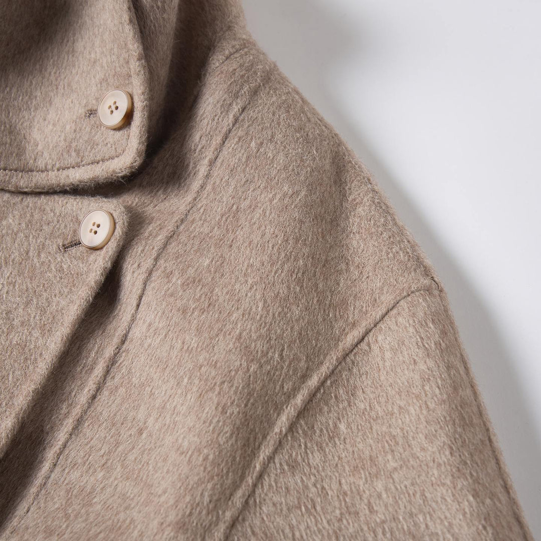 Women's Camel Hair Wool Coat 10% Camel Hair 10% Mulberry Silk Blend Belted Wool Coat SCT904
