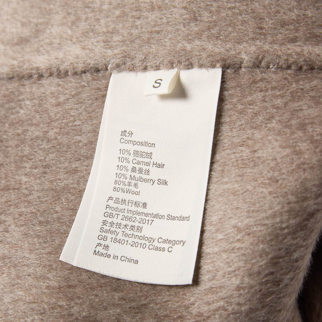 Women's Camel Hair Wool Coat 10% Camel Hair 10% Mulberry Silk Blend Belted Wool Coat SCT904