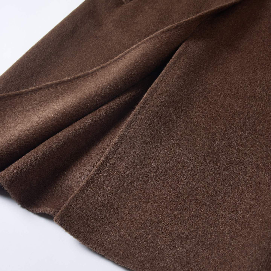 Camel Hair Wool Coat with Mulberry Silk Blend Belted Luxury Long Coat for Women SCT905