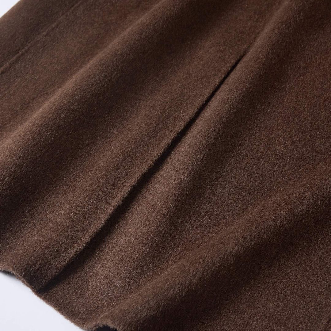 Camel Hair Wool Coat with Mulberry Silk Blend Belted Luxury Long Coat for Women SCT905